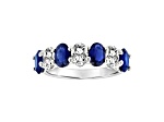Oval Sapphire and Diamond 14k White Gold Band Ring 2.90ctw