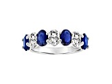 Oval Sapphire and Diamond 14k White Gold Band Ring 2.90ctw