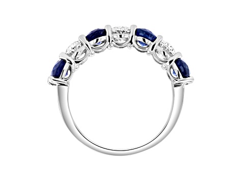 Oval Sapphire and Diamond 14k White Gold Band Ring 2.90ctw