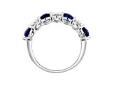 Oval Sapphire and Diamond 14k White Gold Band Ring 2.90ctw