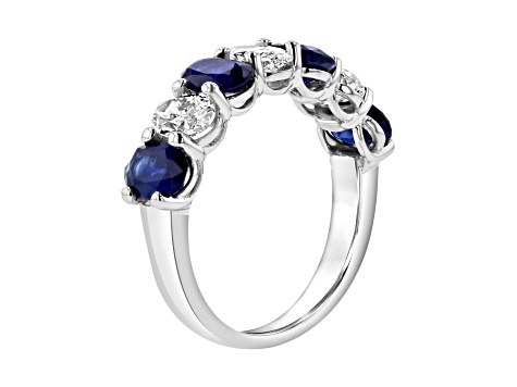 Oval Sapphire and Diamond 14k White Gold Band Ring 2.90ctw