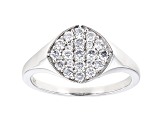 Round White Lab-Grown Diamond, 14kt White Gold Signet Ring 0.50ctw