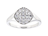 White Lab-Grown Diamond 14k White Gold Signet Ring 0.50ctw