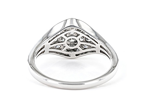Round White Lab-Grown Diamond, 14kt White Gold Signet Ring 0.50ctw