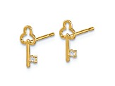 14k Yellow Gold Cubic Zirconia Key Post Earrings