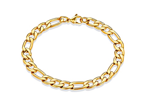 Invicta Jewelry Men's Figaro Chain Yellow Steel Bracelet (8mm) - 8.25"