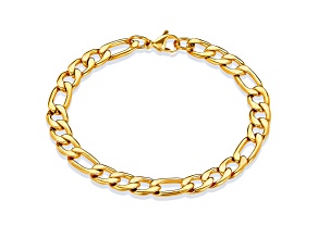 Invicta Jewelry Men's Figaro Chain Yellow Steel Bracelet (8mm) - 8.25"