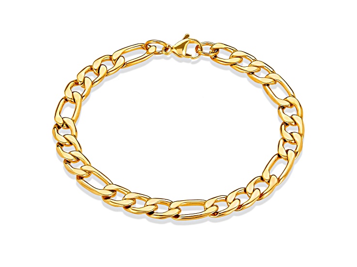 Invicta Jewelry Men's Figaro Chain Yellow Steel Bracelet (8mm) - 8.25"