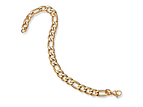 Invicta Jewelry Men's Figaro Chain Yellow Steel Bracelet (8mm) - 8.25"