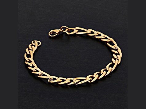 Invicta Jewelry Men's Figaro Chain Yellow Steel Bracelet (8mm) - 8.25"