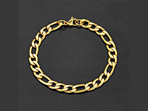 Invicta Jewelry Men's Figaro Chain Yellow Steel Bracelet (8mm) - 8.25"