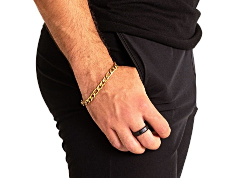 Invicta Jewelry Men's Figaro Chain Yellow Steel Bracelet (8mm) - 8.25"