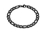 Invicta Jewelry Men's Figaro Chain Black Steel Bracelet (8mm) - 8.25"
