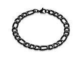 Invicta Jewelry Men's Figaro Chain Black Steel Bracelet (8mm) - 8.25"