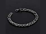 Invicta Jewelry Men's Figaro Chain Black Steel Bracelet (8mm) - 8.25"