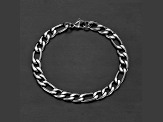 Invicta Jewelry Men's Figaro Chain Black Steel Bracelet (8mm) - 8.25"