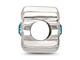 Sterling Silver Brushed and Polished Crystal Blue Bead