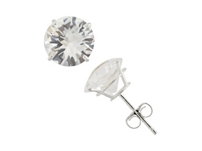 Lab Created White Sapphire Round 10K White Gold Stud Earrings, 5ctw