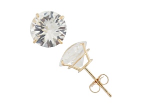 Lab Created White Sapphire Round 10K Yellow Gold Stud Earrings 5.00ctw