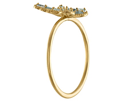 10K Yellow Gold Marquise Sapphire and London Blue Topaz Butterfly Ring .16ctw