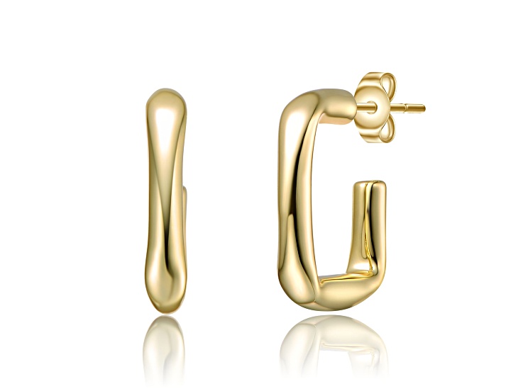 14k Gold Plated over Brass G-Shaped Hoop Earrings