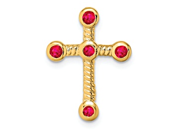 Picture of 14k Yellow Gold Ruby Cross Chain Slide