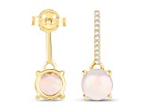 Ethiopian Opal and White Diamond 14K Yellow Gold  Drop Earrings