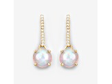 Ethiopian Opal and White Diamond 14K Yellow Gold  Drop Earrings