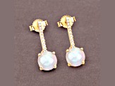 Ethiopian Opal and White Diamond 14K Yellow Gold  Drop Earrings
