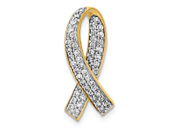 Picture of 14k Yellow Gold and Rhodium Over 14k Yellow Gold Diamond Awareness Pendant