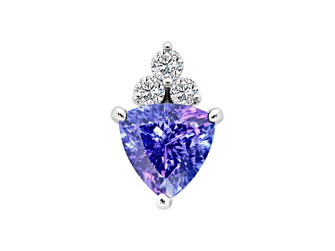 14K White Gold Trillion Tanzanite and Diamond Pendant 0.85ctw