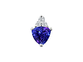 Picture of 14K White Gold Trillion Tanzanite and Diamond Pendant 0.85ctw