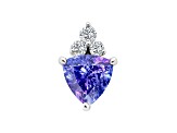 14K White Gold Trillion Tanzanite and Diamond Pendant 0.85ctw