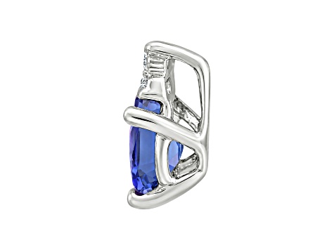 14K White Gold Trillion Tanzanite and Diamond Pendant 0.85ctw