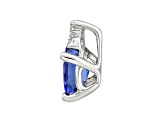14K White Gold Trillion Tanzanite and Diamond Pendant 0.85ctw