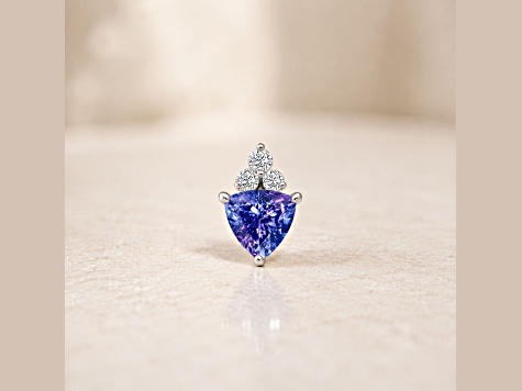 14K White Gold Trillion Tanzanite and Diamond Pendant 0.85ctw