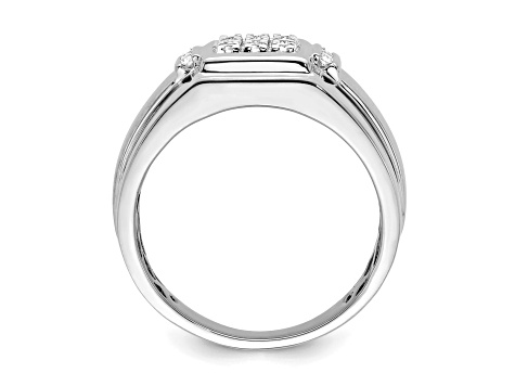 Rhodium Over 14K White Gold Diamond Cluster Men's Ring 0.24ctw