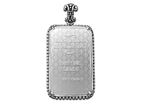 Silver Treasures by Samuel B. 1oz Una & the Lion Silver Ingot & 18k Gold Accent Bail Enhancer