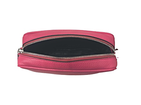 Prada Vitello Phenix Pink Leather Silver Logo Small Camera