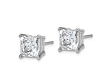 Rhodium Over 14K White Gold 3ct. 6.5mm Princess D E F Pure Light Moissanite Earrings