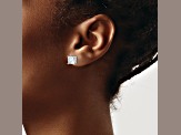 Rhodium Over 14K White Gold 3ct. 6.5mm Princess D E F Pure Light Moissanite Earrings