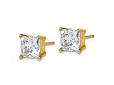 14K Yellow Gold 3ct. 6.5mm Princess D E F Pure Light Moissanite Earrings