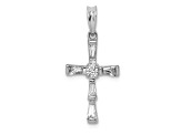 Rhodium Over 14k White Gold Diamond Cross Pendant