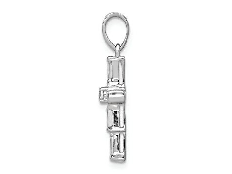 Rhodium Over 14k White Gold Diamond Cross Pendant