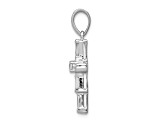 Rhodium Over 14k White Gold Diamond Cross Pendant