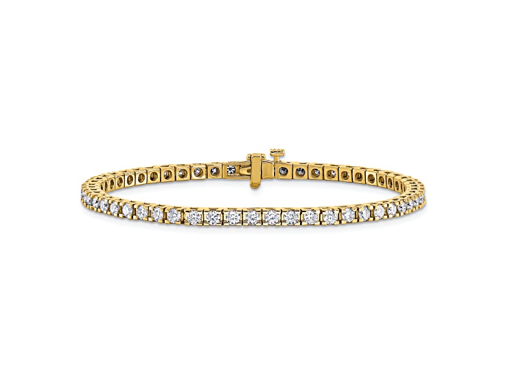14K Yellow Gold 3.00 ct. Near Colorless Moissanite 4 Prong Tennis Bracelet