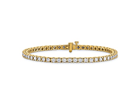 14K Yellow Gold 3.00 ct. Near Colorless Moissanite 4 Prong Tennis Bracelet