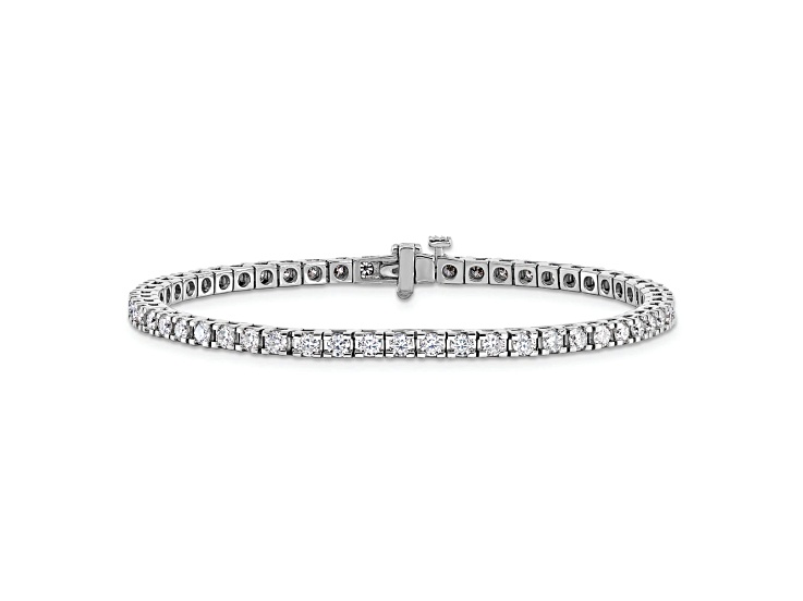 Rhodium Over 14K White Gold 3.00 ct. Near Colorless Moissanite 4 Prong Tennis Bracelet