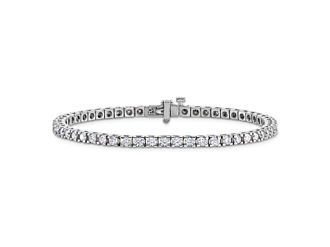 Rhodium Over 14K White Gold 3.00 ct. Near Colorless Moissanite 4 Prong Tennis Bracelet