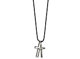 Titanium Leather Cord Cross 18-inch Necklace